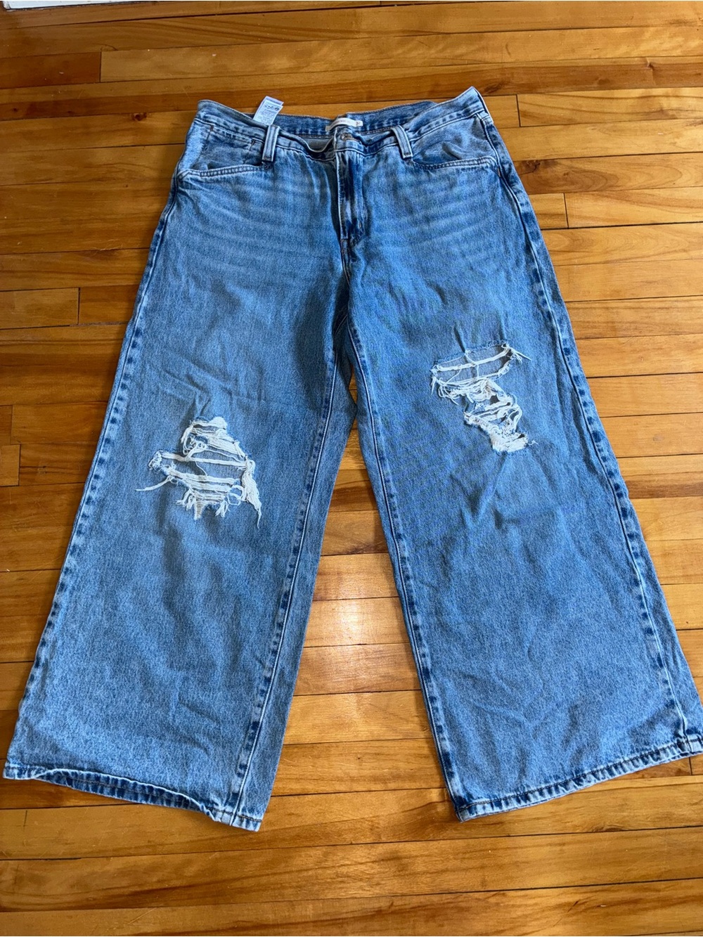 Levi's '94 Baggy Wide Leg Jeans Women’s 32 Distressed Denim Y2K Medium Wash